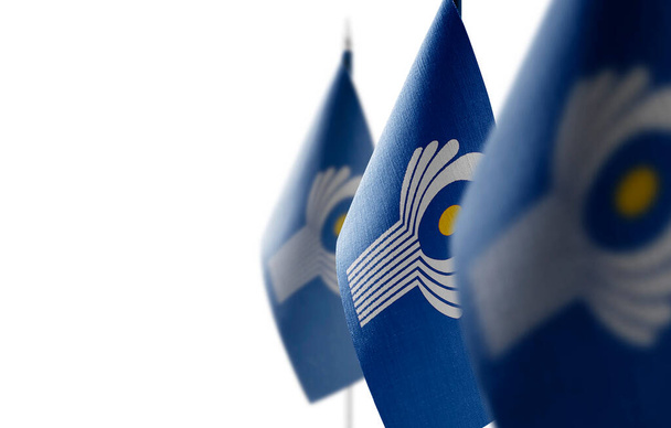 Conjunto de bandeiras nacionais da CEI num fundo branco - Foto, Imagem