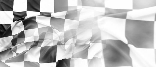 Damalı siyah beyaz yarış bayrağı - Fotoğraf, Görsel