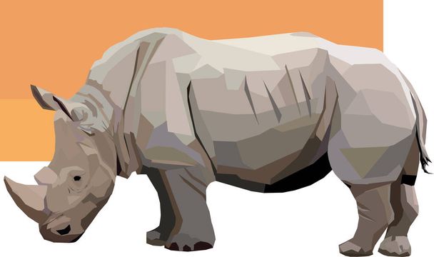 Black Rhino - imagen vectorial de un animal en peligro de extinción. Fondo aislado, fácil de editar, imprimir o agrandar. - Vector, imagen