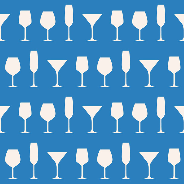 Kuvio lasit siluetit.Endless tausta alkoholijuoma goblets.Holiday tausta yksinkertainen logos.Icon tausta kuva design.Isolated.Vector kuva - Vektori, kuva