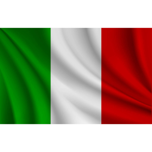 Realistinen kolmivärilippu. vihreä, valkoinen ja punainen haukka. Italian lippu - Vektori, kuva