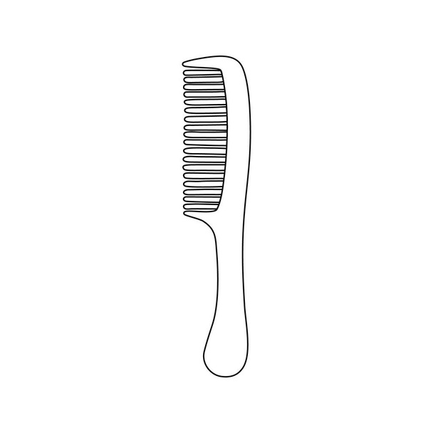 Hair comb on a white background. Black outline, simple silhouette of a barber tool. Vector illustration for a logo, business card, or design. - Vector, Image
