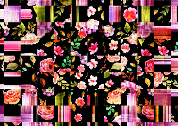 abstraktes Blumenmuster mit Folientextur - Foto, Bild