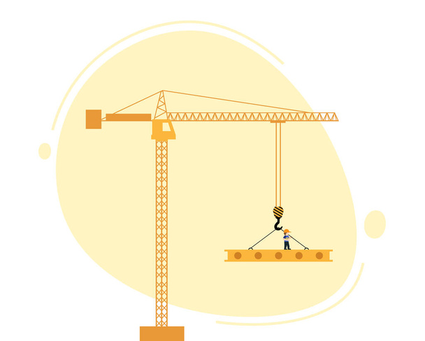 concept of building house, business or website. Tower crane - Vettoriali, immagini