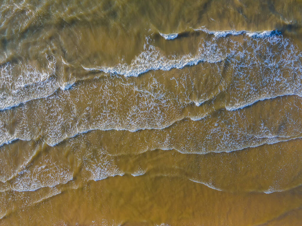 Aerial view of stormy Baltic sea waves from above - Foto, imagen