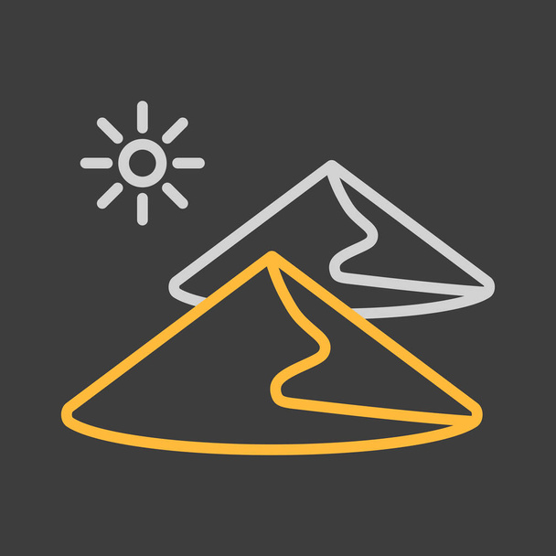 Zandduinen vector icoon op donkere achtergrond. Natuurteken. Grafiek symbool voor reizen en toerisme website en apps ontwerp, logo, app, gebruikersinterface - Vector, afbeelding