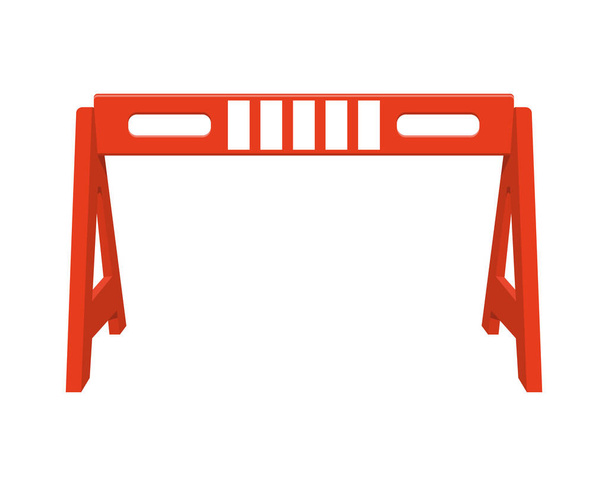 Traffic barrier. Red road obstacle isolated on white background. Work zone safety. Warning under construction sign. Vector cartoon illustration - Vector, Image