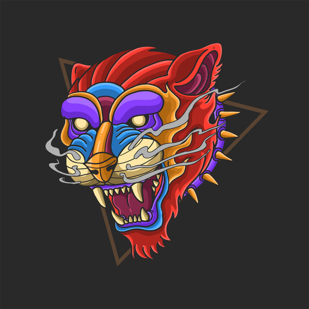 wild animal tiger head colorful illustration - Vector, Image