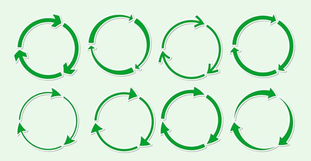 Green paper eco sticker recycle icon set vector - Вектор,изображение