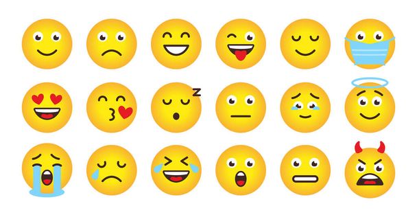 Divertente emoji faccia giallo gradiente icona vettore impostato - Vettoriali, immagini