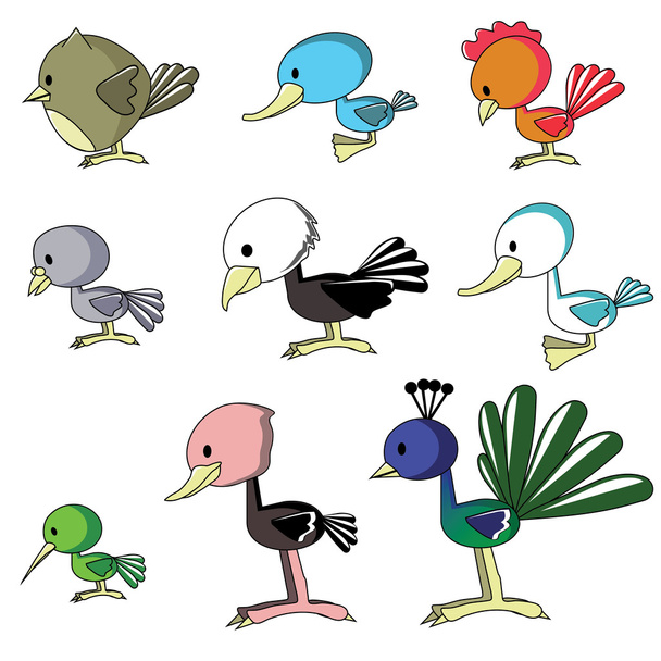 vogels vector omvatten uil, eend, cock, duif - Vector, afbeelding