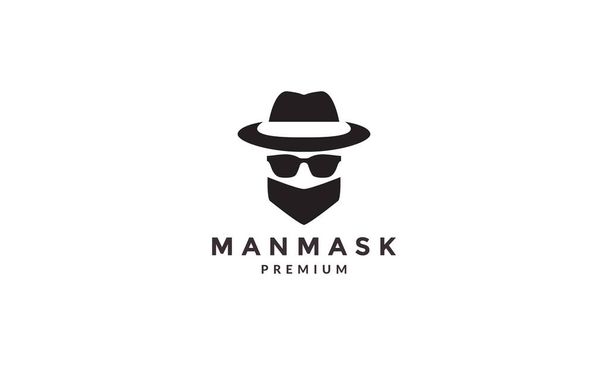 cool man head with hat and mask logo symbol icon vector graphic design illustration - Vector, Image