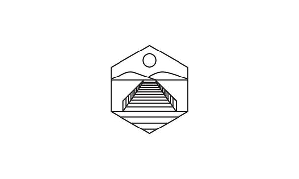 linee molo o bacino con logo della natura simbolo vettoriale icona disegno grafico illustrazione - Vettoriali, immagini