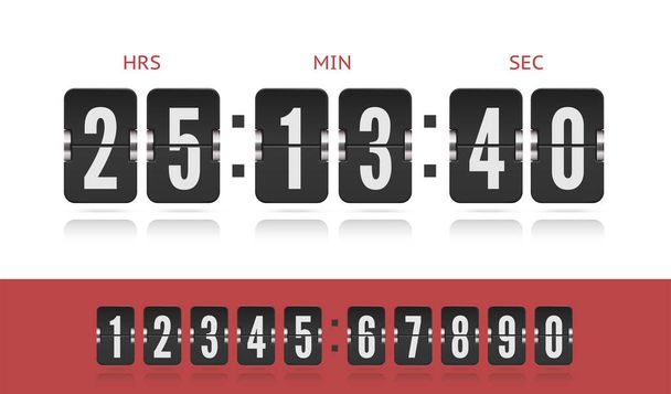 Binnenkort webpagina ontwerp met flip time teller. Vector modern ui ontwerp oude countdown timer. Scorebordnummer lettertype. - Vector, afbeelding
