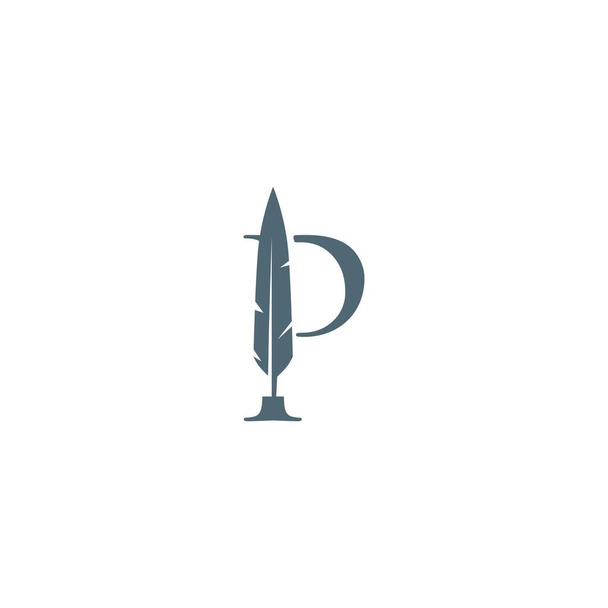 p lettera segno penna penna firma penna logo vettoriale icona illustrazione - Vettoriali, immagini