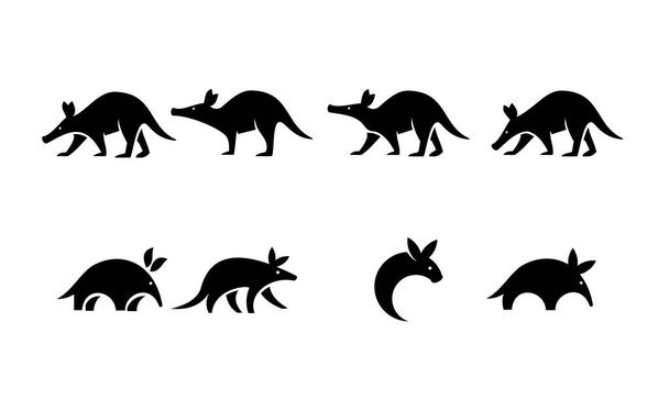 set collection minimal aardvark black vector template logo icon design - Διάνυσμα, εικόνα