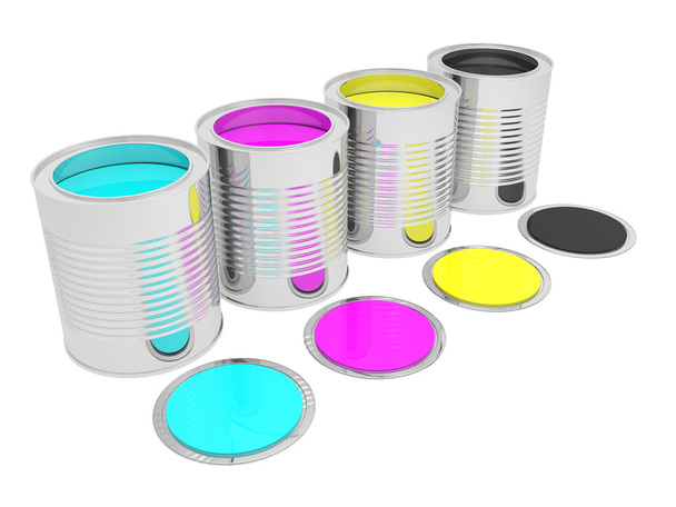 Cans with color paint - Photo, Image