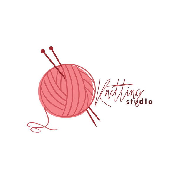 Logo de studio de tricot, aiguille et logo de fil, modèle simple de conception vectorielle de logo de tricot - Vecteur, image