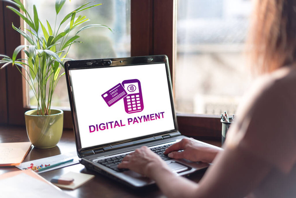 Schermo portatile che mostra un concetto di pagamento digitale - Foto, immagini