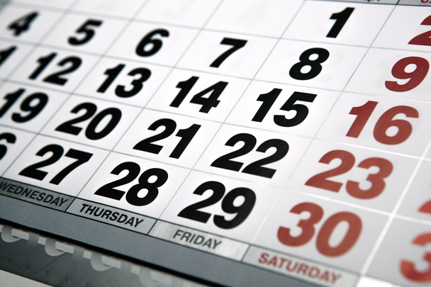 wall calendar and number of days closeup - Photo, Image