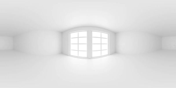 full 360 panorama of empty white hall room without furniture seamless spherical hdri hdr panorama 3d render illustration - Photo, Image