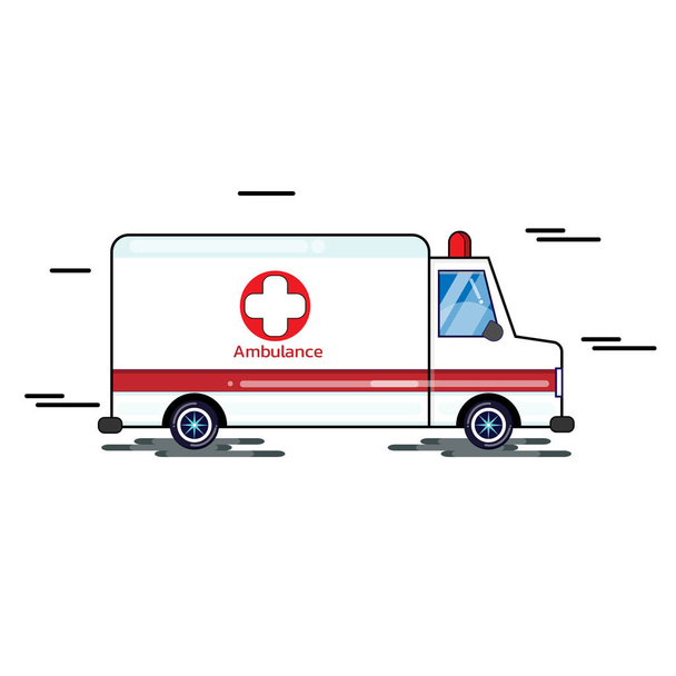 Vehículo de ambulancia o emergencia sobre fondo blanco - Vector, Imagen