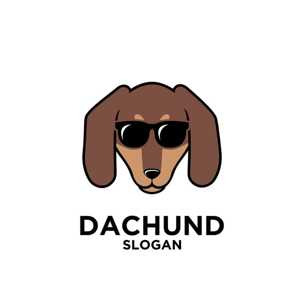Dachshund tête chien logo design plat illustration icône - Vecteur, image