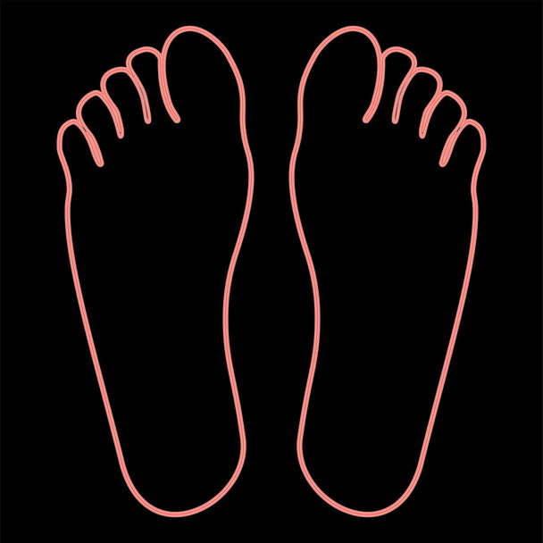 Neon footprint it is the red color vector illustration flat style light image - Vector, Image