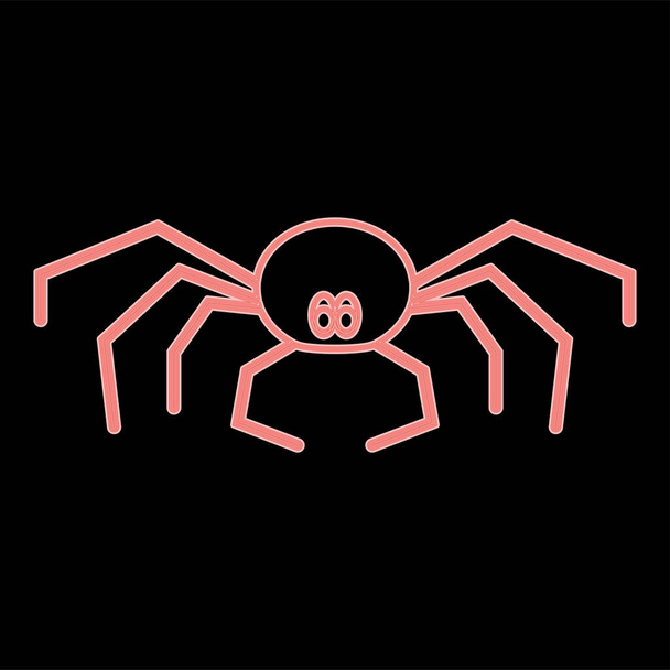 Neon spider it is the red color vector illustration flat style light image - Vector, Image