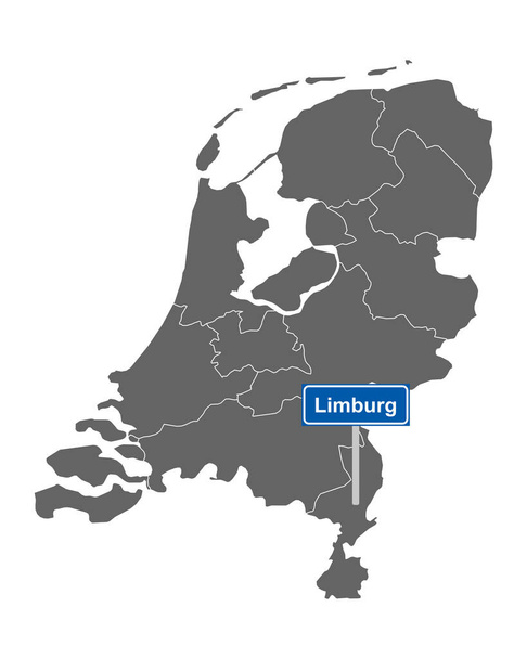 Mapa Holandska s dopravní značkou Limburg - Vektor, obrázek