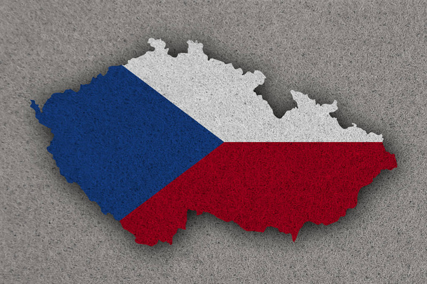 Mapa e bandeira da República Checa em feltro - Foto, Imagem