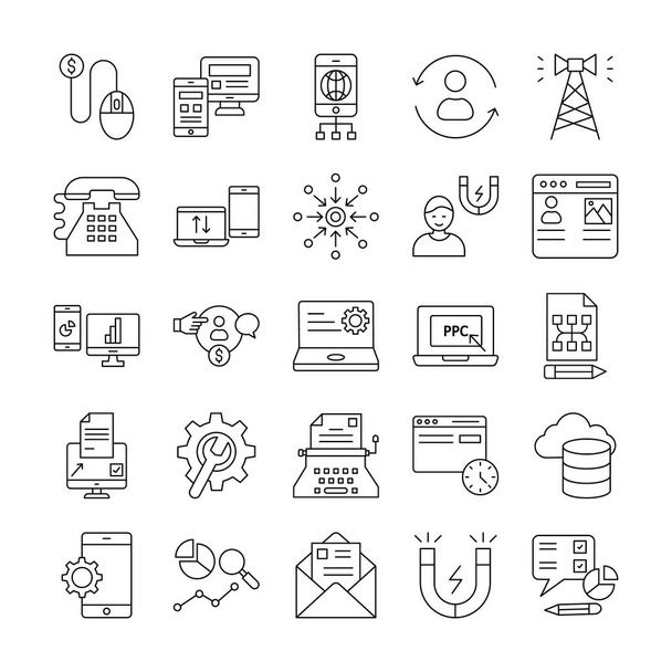 Internet Marketing Icons Set, das leicht geändert oder bearbeitet werden kann - Vektor, Bild