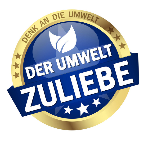 Vettore EPS 10 con pulsante rotondo colorato con banner e testo per l'ambiente (in tedesco) - Vettoriali, immagini