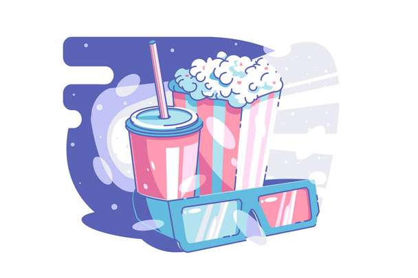 Cinema and snack time - Vector, Image