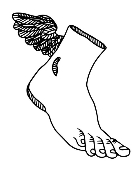 Vector lines classical hand drawn illustration. hermes foot - Vektör, Görsel