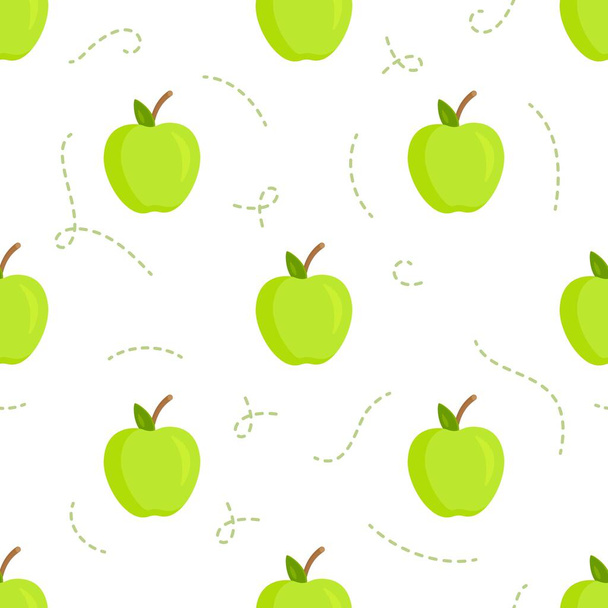 Векторная иллюстрация зелёного яблочного узора. Бесшовный шаблон Apple Vector Фруктовый фон со свежими сочными яблоками. Без моря, без моря, вне времени, аппликации, фрукты. - Вектор,изображение