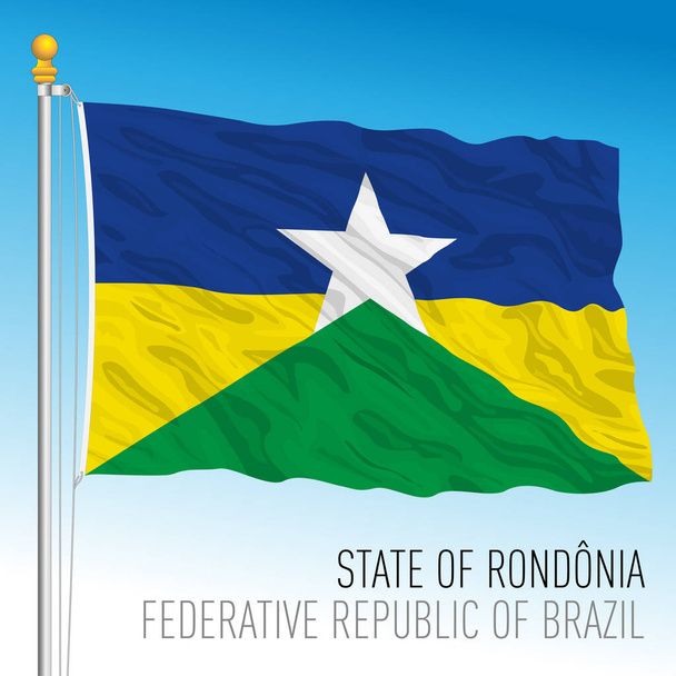 Stát Rondonia, oficiální regionální vlajka, Brazílie, vektorová ilustrace - Vektor, obrázek
