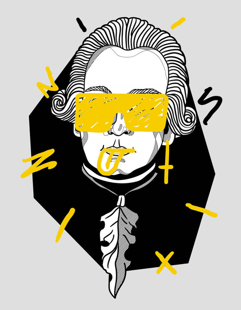 Моцарт в сонцезахисних окулярах портрет творчої композиції, Векторні ілюстрації
 - Вектор, зображення