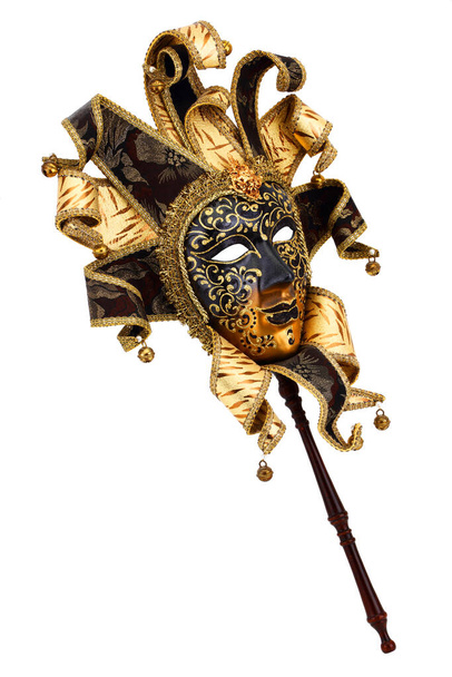 Venedig Karneval Maske Gold schwarz isoliert auf einem weißen mit Clipping Pfad - Foto, Bild