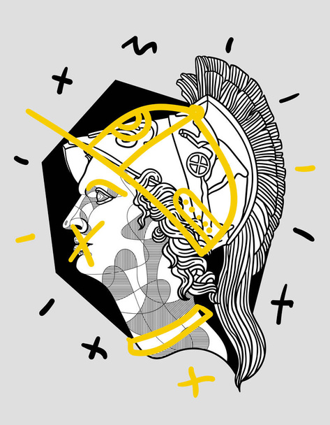 Portrait de Pallas Athena composition créative, illustration vectorielle - Vecteur, image