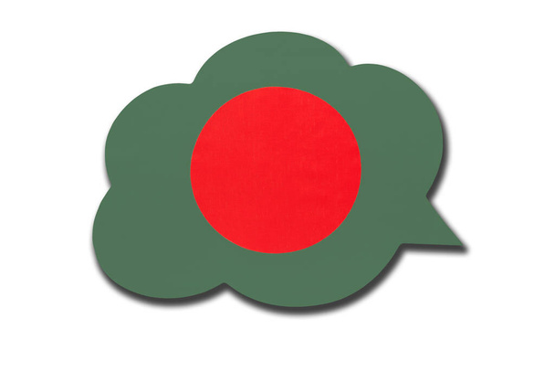 3D-s beszéd buborék bangladesi nemzeti zászló elszigetelt fehér háttérrel. Beszélj és tanulj bengáli nyelvet. Banglades országának szimbóluma. Világkommunikációs jel. - Fotó, kép