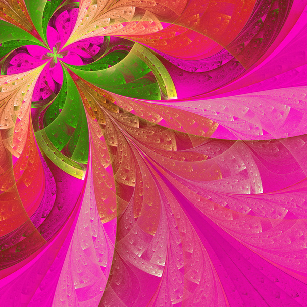 Hermosa flor fractal en verde y rosa. Ordenador generado
 - Foto, imagen