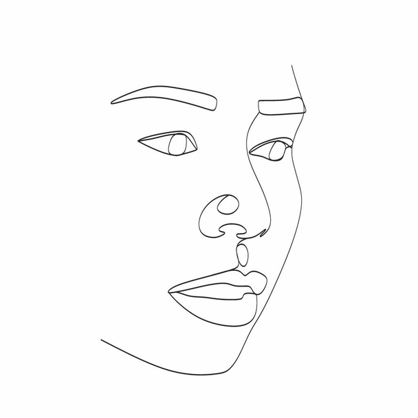 Dibujo de cara de mujer de arte lineal. Mujer Negra Vector. Logo femenino afroamericano. Línea de contorno. Cara minimalista. Salón de belleza - Foto, imagen