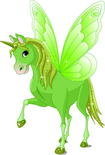 Green cute winged horse of fairy tale - Διάνυσμα, εικόνα