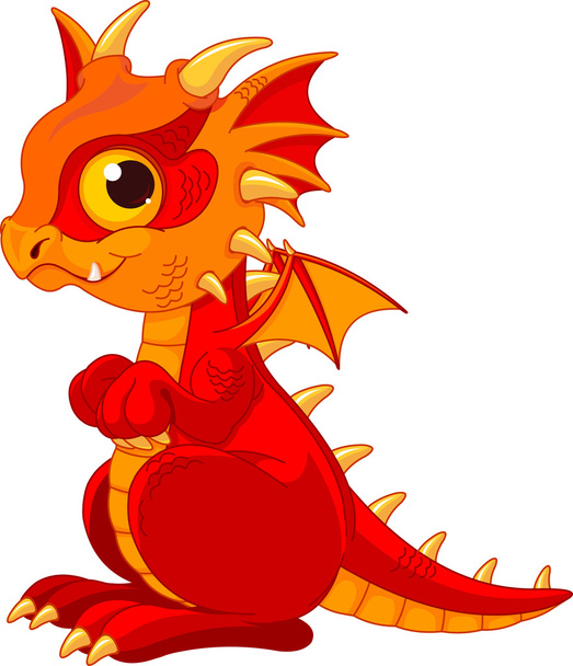 Cute cartoon baby dragon - Vettoriali, immagini