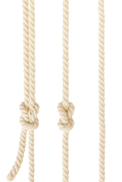 ship ropes with knot isolated on white background - Photo, Image