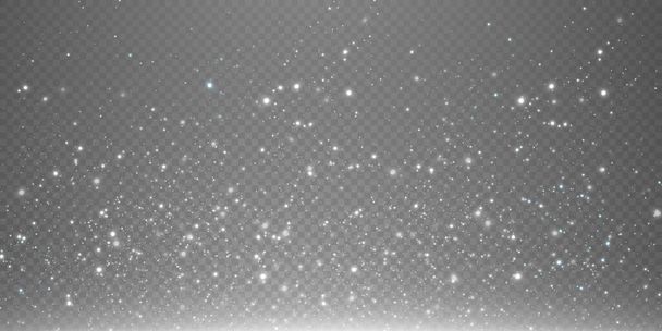 白い透明な背景に風に吹かれた雪片からの抽象的な冬の背景. - ベクター画像