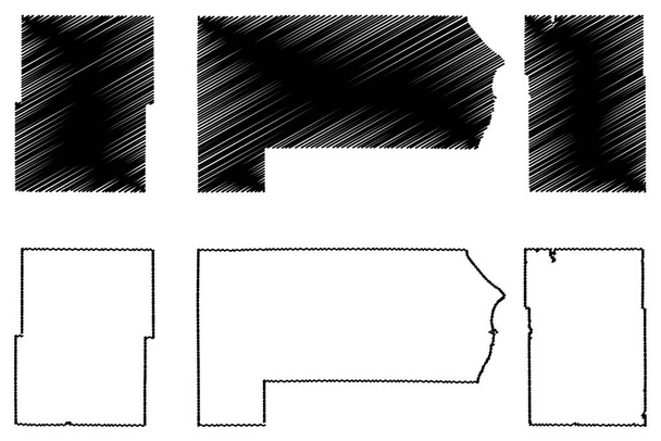 Washburn, Comté de Washington et Racine, État du Wisconsin (comté des États-Unis, États-Unis d'Amérique, États-Unis) illustration vectorielle de carte, croquis à griffonner carte - Vecteur, image