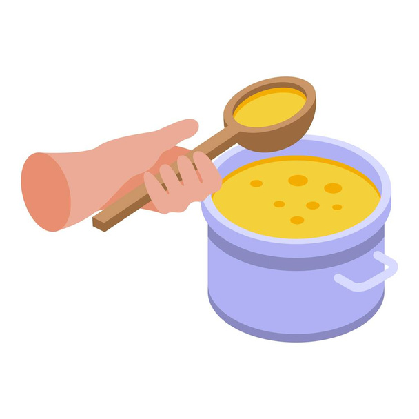 Boiling soup icon, isometric style - Вектор, зображення