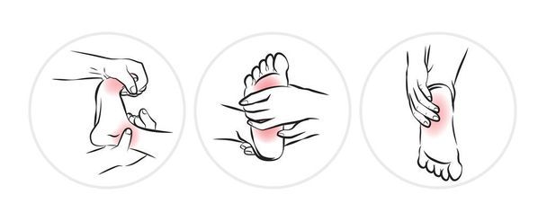 conjunto de dolor en los pies y dolor icono conjunto logo diseño - Vector, imagen